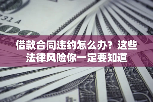 武汉借款合同违约怎么办？这些法律风险你一定要知道