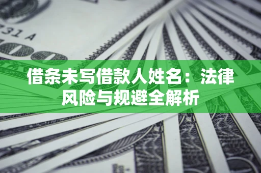 武汉借条未写借款人姓名：法律风险与规避全解析